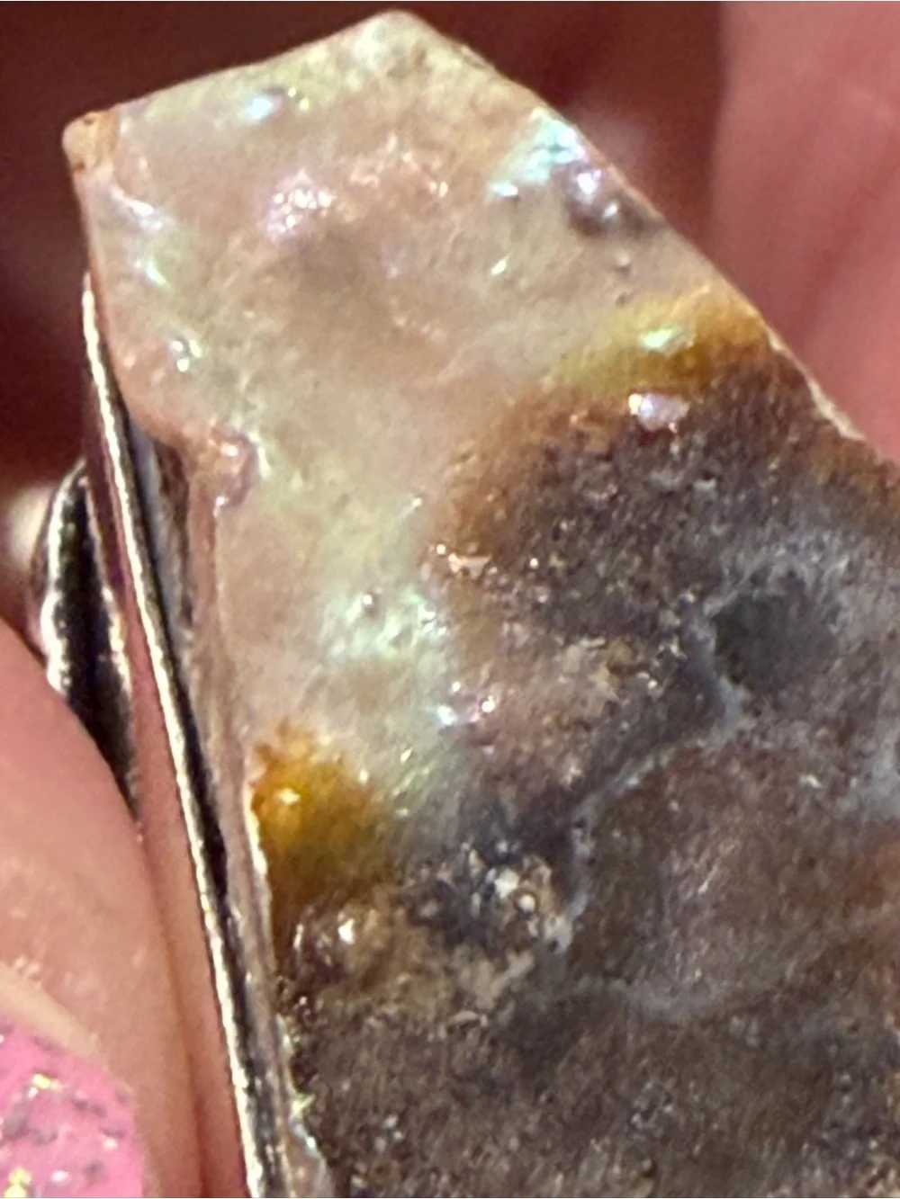 Vintage 925 Sterling Silver Fire Agate Triangle Statement Ring - Size 6